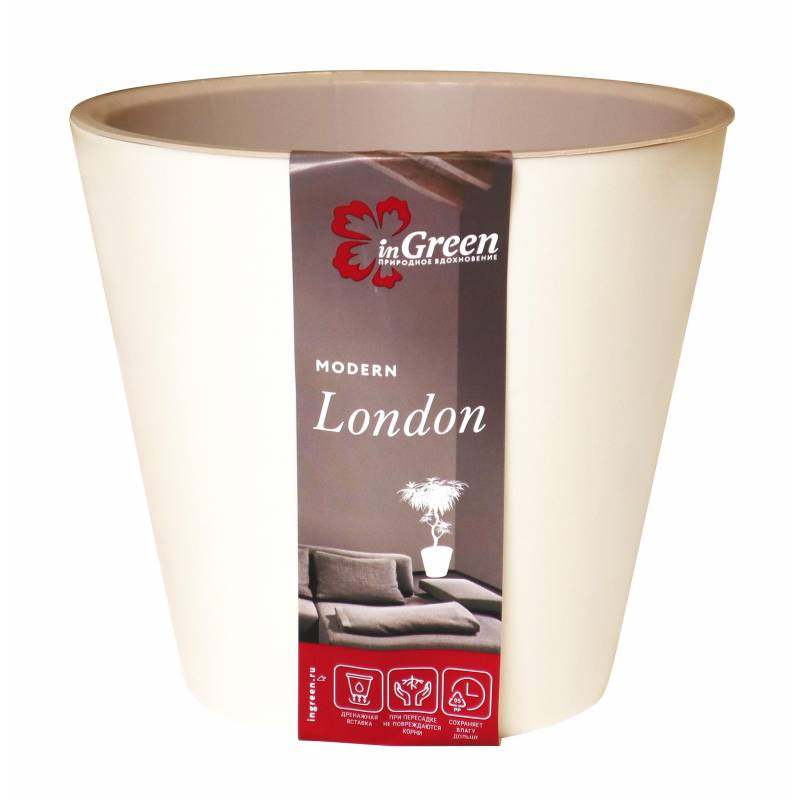 Горшок для цветов London 230 мм, 5л сливочный ING6206СЛ InGreen 1283001