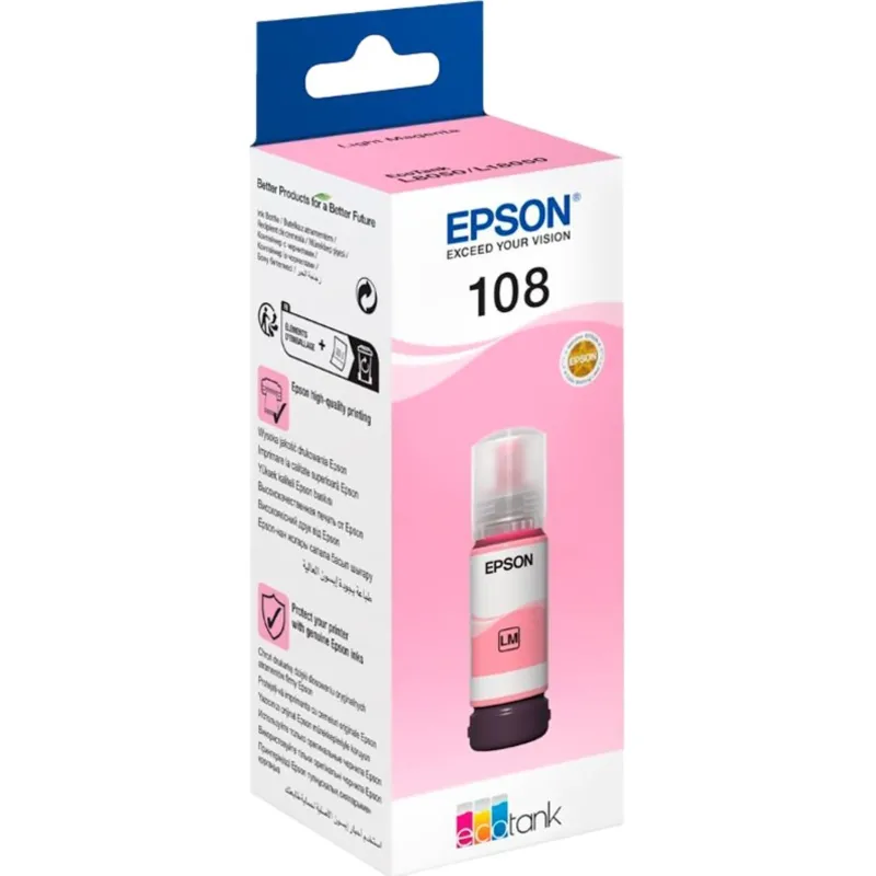 Чернила Epson 108 EcoTank Ink C13T09C64A для Epson L8050,Light Magenta 70ml 1921286