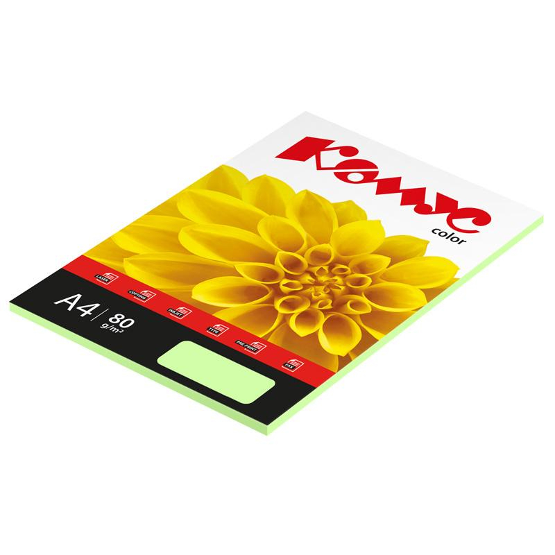 Бумага цветная Комус Color (зеленая пастель), 80г, А4, 50 л. 619951