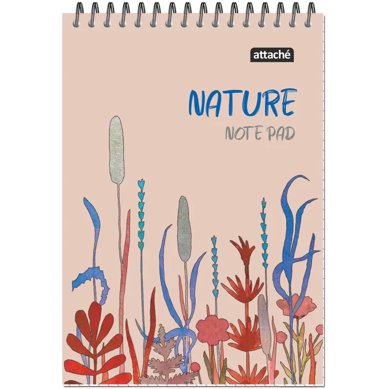 Блокнот А5 60л Attache Nature Beige flowers клет,65г,100%,греб,карт,ВД-лак 1919369