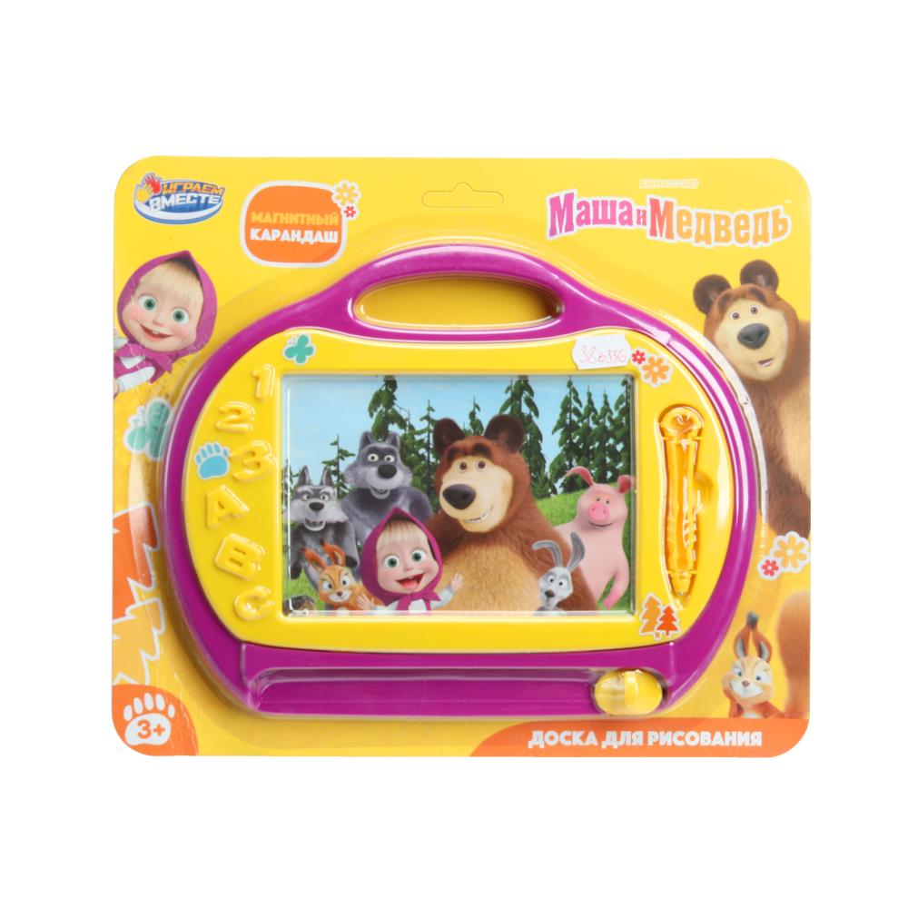 Доска для рисования "Маша и Медведь" магнитная ч/б Играем Вместе B2402898-MB