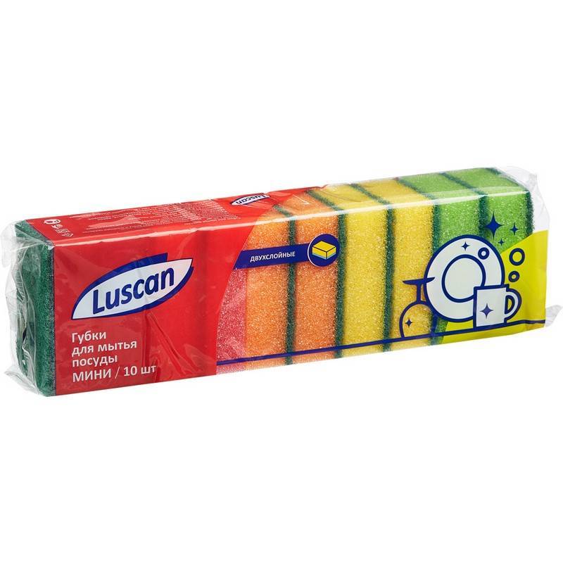 Губки для мытья посуды Luscan Мини поролоновые 80x50x26 мм 10 шт в уп Luscan Economy 549251