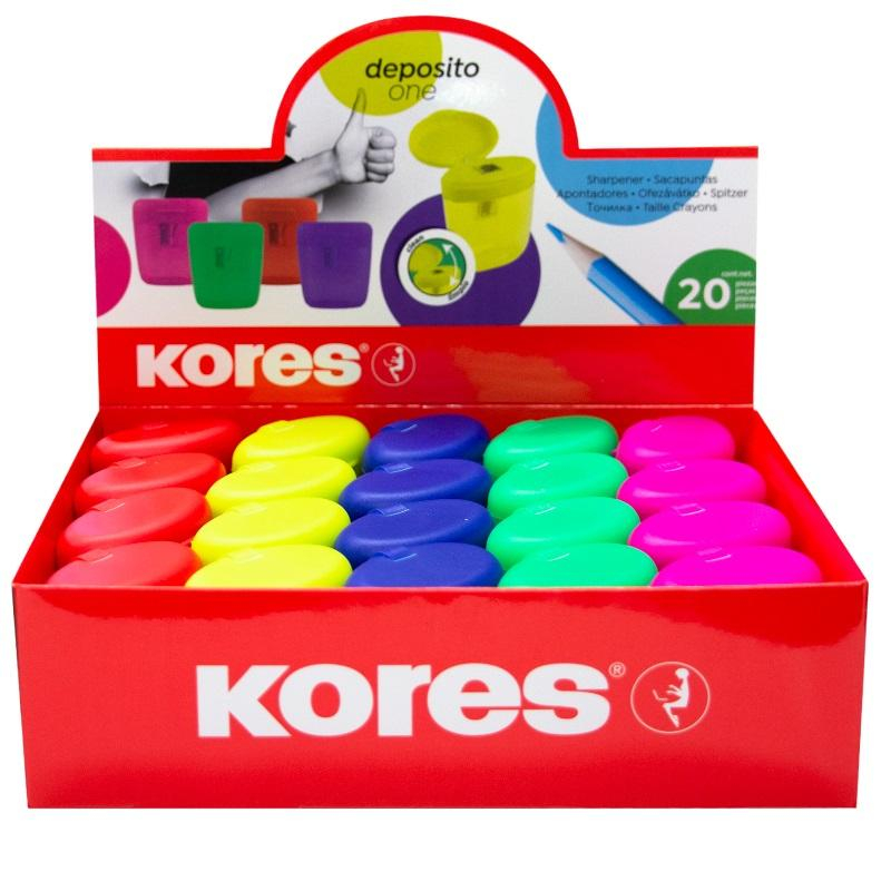 Точилка Kores DEPOSITO 1X одно отверстие, цвета в асс. 35809 1536759