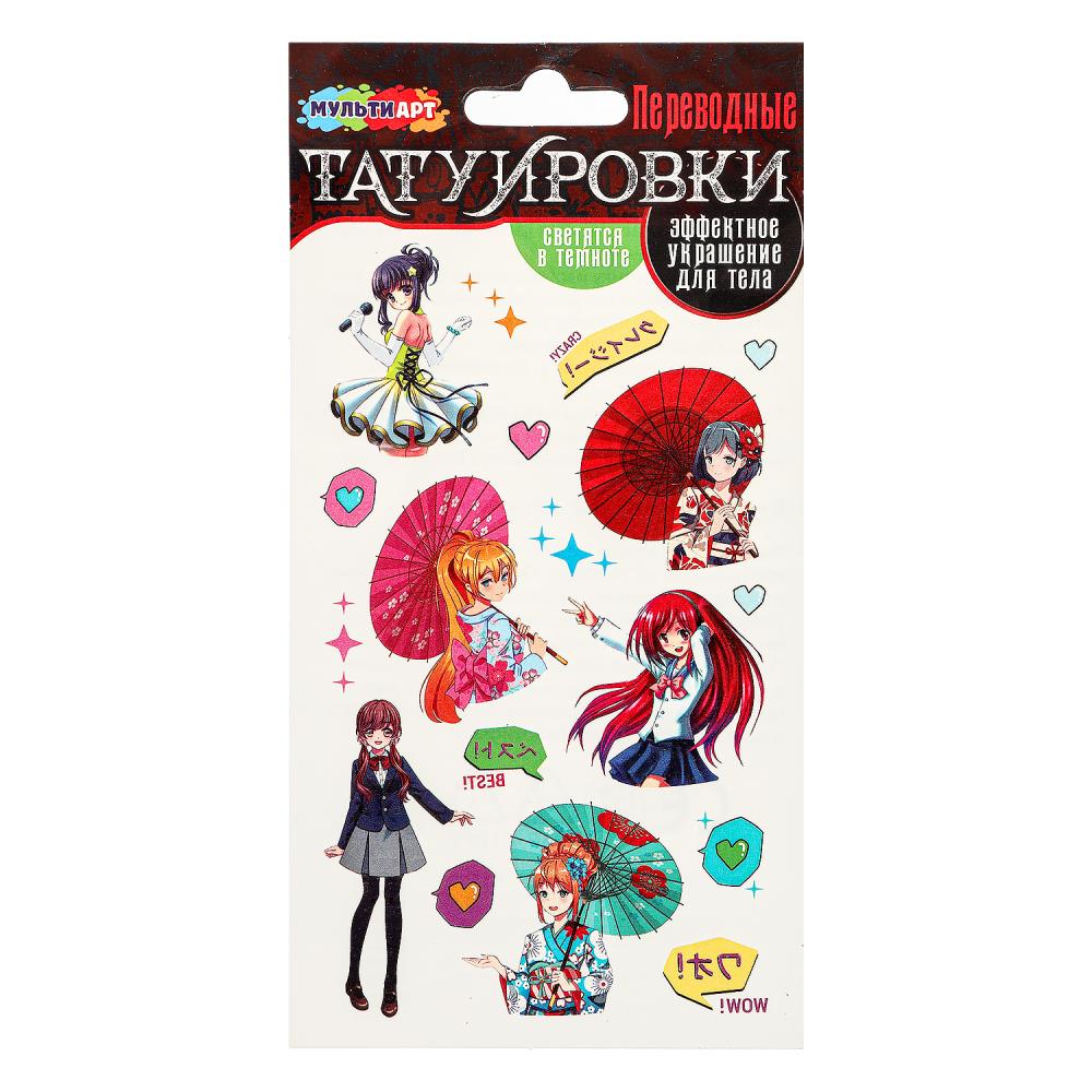 Переводные тату "Девочки. Аниме" (светятся в темноте) MultiArt TATTOO-114260