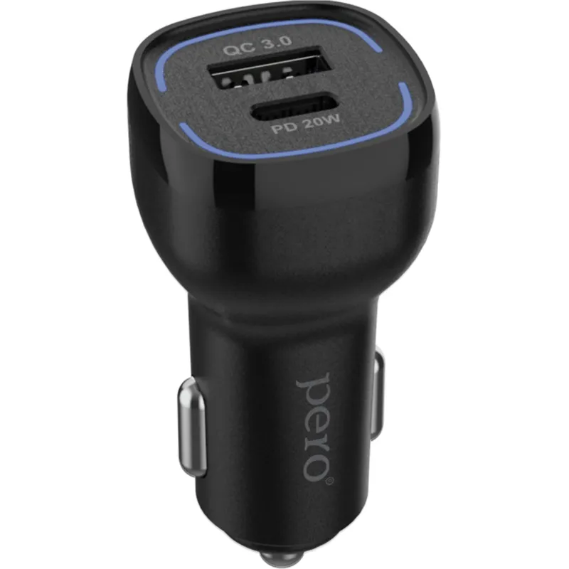 Зарядное устройство автомобильное PERO AC05 USB-A QC3.0/USB-C PD/38W/черное Pero  2073387 4603768351849