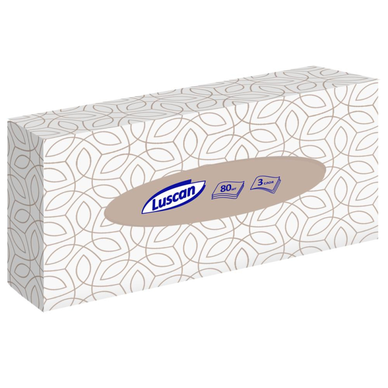 Салфетки косметические Luscan 3сл 80шт/уп белые 1519345