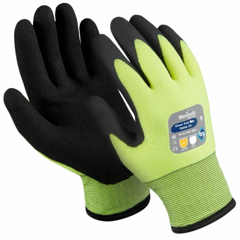 Перчатки защитные нейлон/ПВХ Manipula ЮНИТ ХАЙ ВИЗ (TNHА-33/WG-781) р9 Manipula Specialist 1295052 нейлон+ПВХ