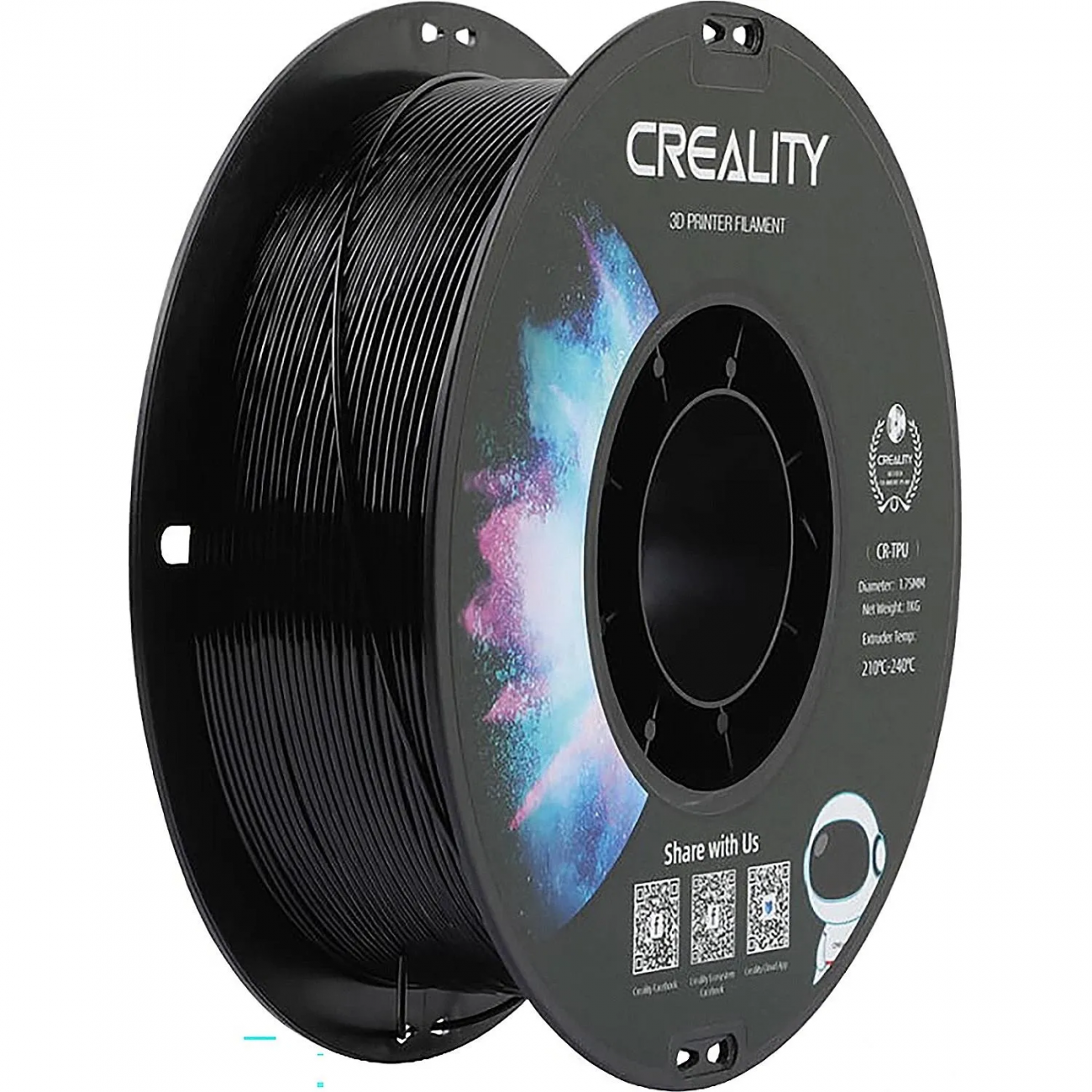 Катушка CR-TPU-пластика 1.75 мм 1кг. черная (3301040040) Creality3D 2076423