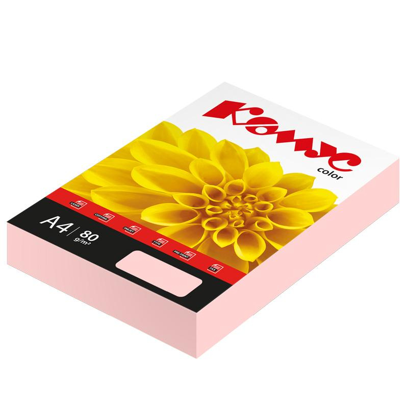 Бумага цветная Комус Color (роза пастель) 80г, А4, 500 л. 619935