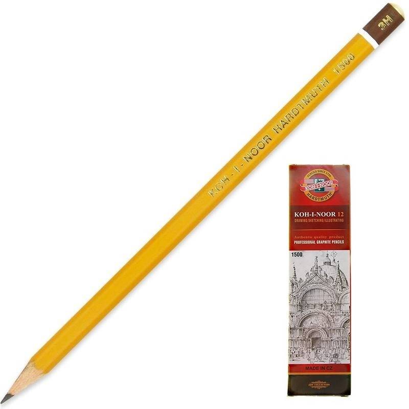 Карандаш чернографитный Koh-I-Noor 1500 3H заточенный 41783