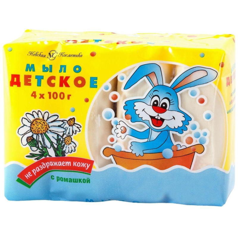 Мыло туалетное с ромашкой 100г ДЕТСКОЕ 4шт 1808609 10157