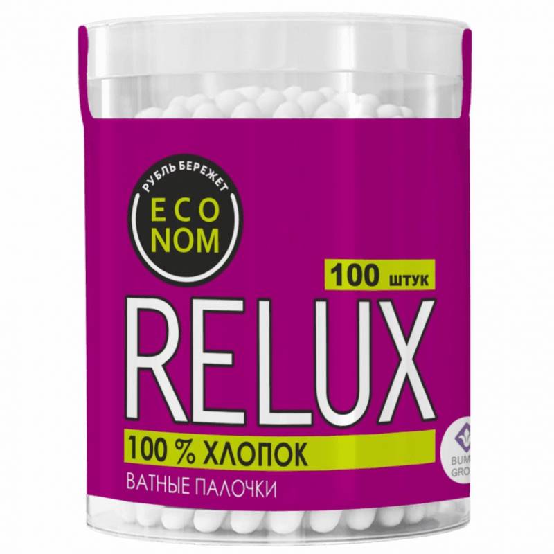 Палочки ватные RELUX 100шт/уп, стакан 1321316