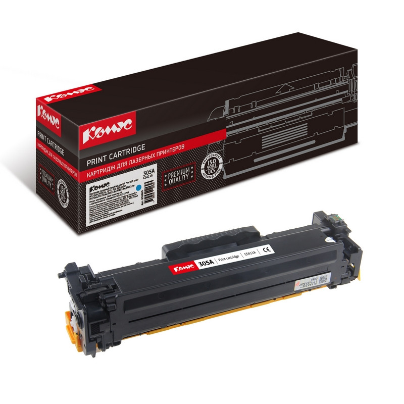 Картридж лазерный Комус 305A CE411A гол. для HP LJ300 colorM375nw 855869