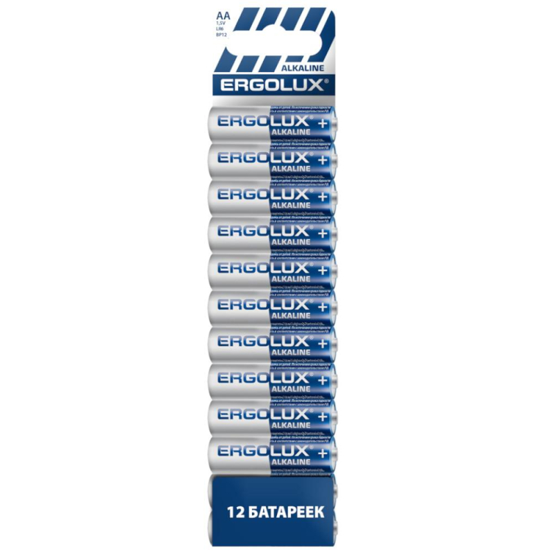 Батарейка Ergolux Alkaline BP12 LR6 (ПРОМО, LR6 BP12,1.5В) 12 шт/уп 1883036 15199