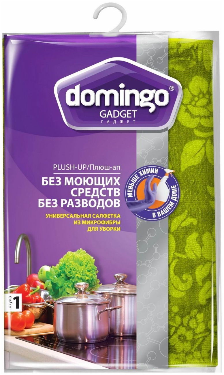 Салфетка DOMINGO GADGET плюш-ап из микрофибры для уборки 35x35см 4601892007694
