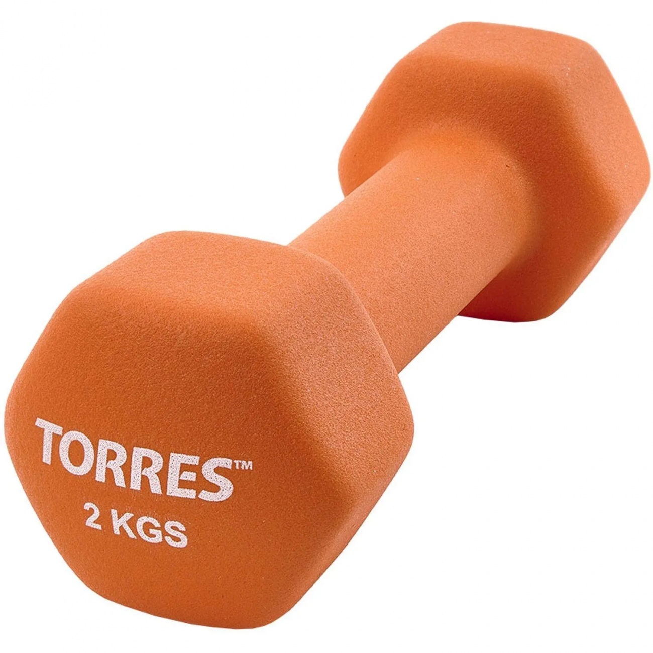 Гантель TORRES 2 кг, PL55012, металл в неопреновой оболочке, 6гр,оранжевый 2009747