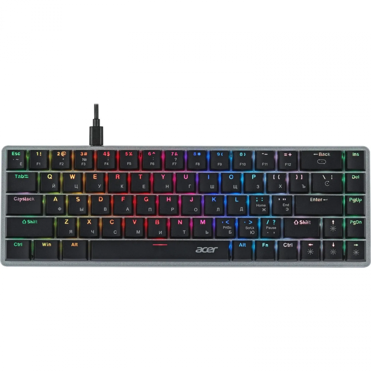 Клавиатура Acer OKW302 механичес. серебр. USB for gamer LED (ZL.KBDCC.01C) 2012568