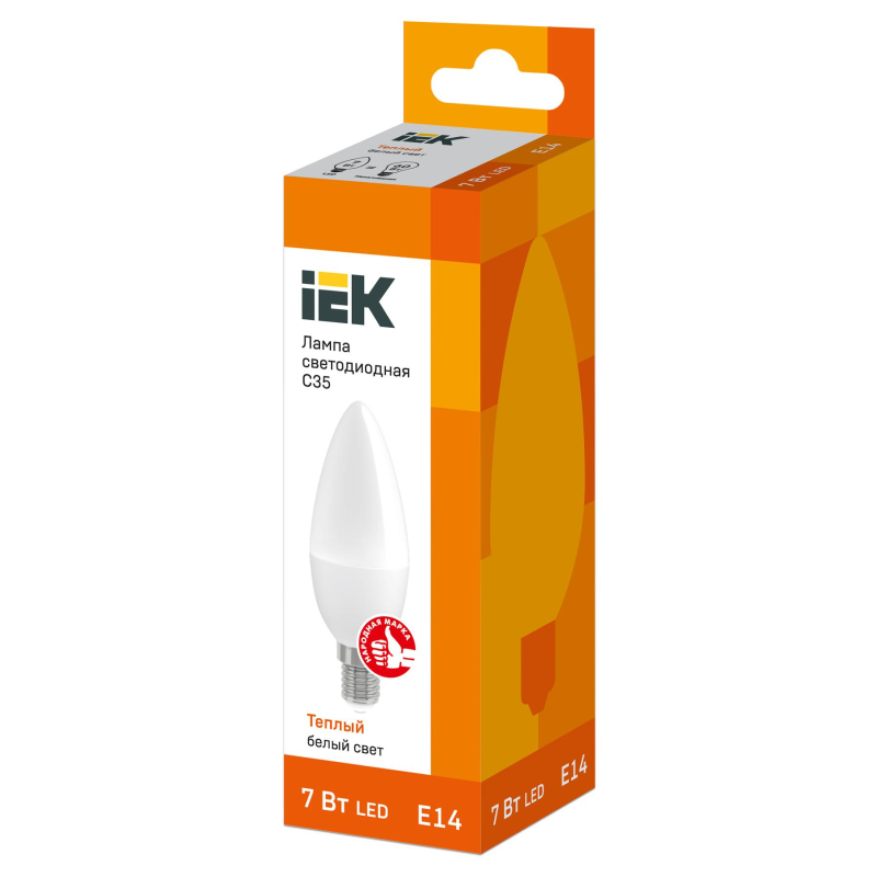 Лампа светодиодная IEK ECO C35 LLE-C35-7-230-30-E14 7Вт 3000К E14 1324953
