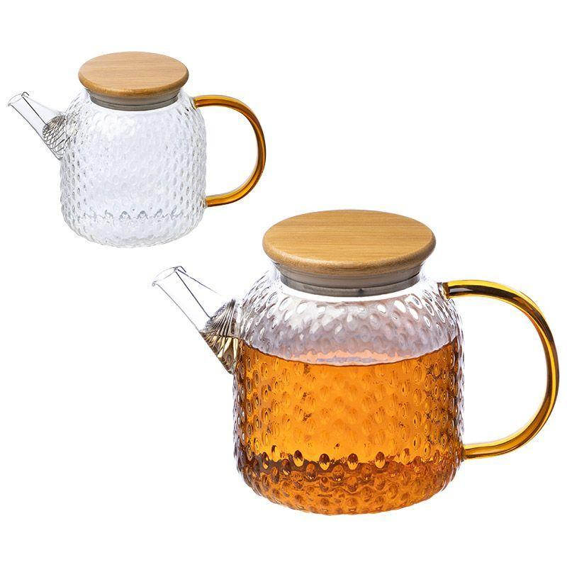 Чайник заварочный AROMA, объем 1л,из боросилик стекла,с крышк бамбук,105040 1853136