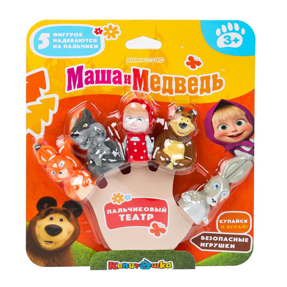 Игрушка пластизоль для ванны Маша и Медведь (пальчиковый театр) Играем Вместе LX-FT1801-B01