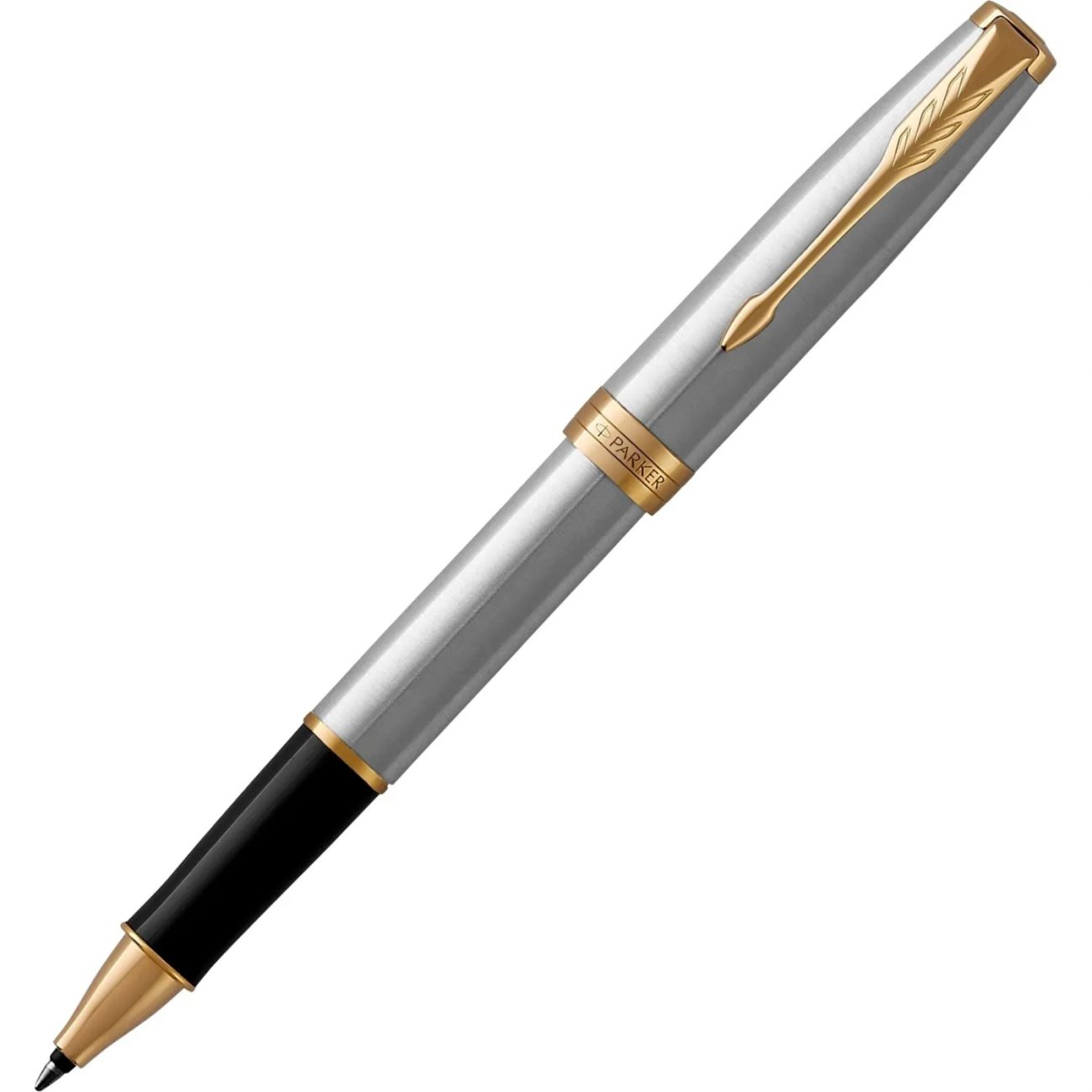 Роллер Parker Sonnet Stainless Steel GT 0,7мм, черный, подар.кор, 1931506 2401192