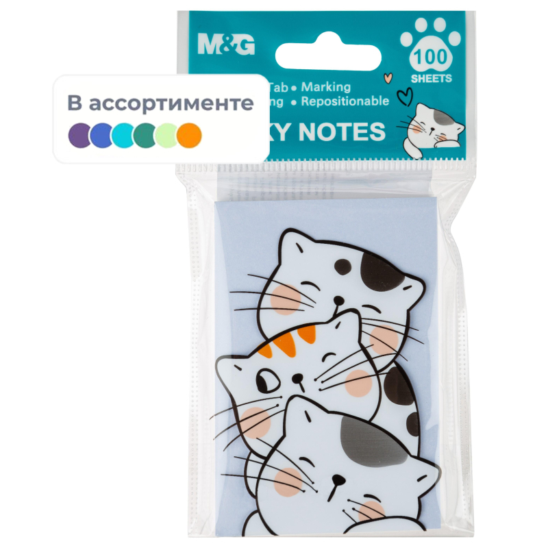 Стикеры с клеевым краем M&G So Many Cats, 76x51мм, 100 л, в асс. 1773929 AS32V119