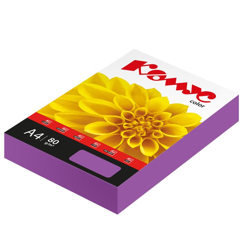 Бумага цветная Комус Color (лиловый интенсив) 80г, А4, 500 л. 619962