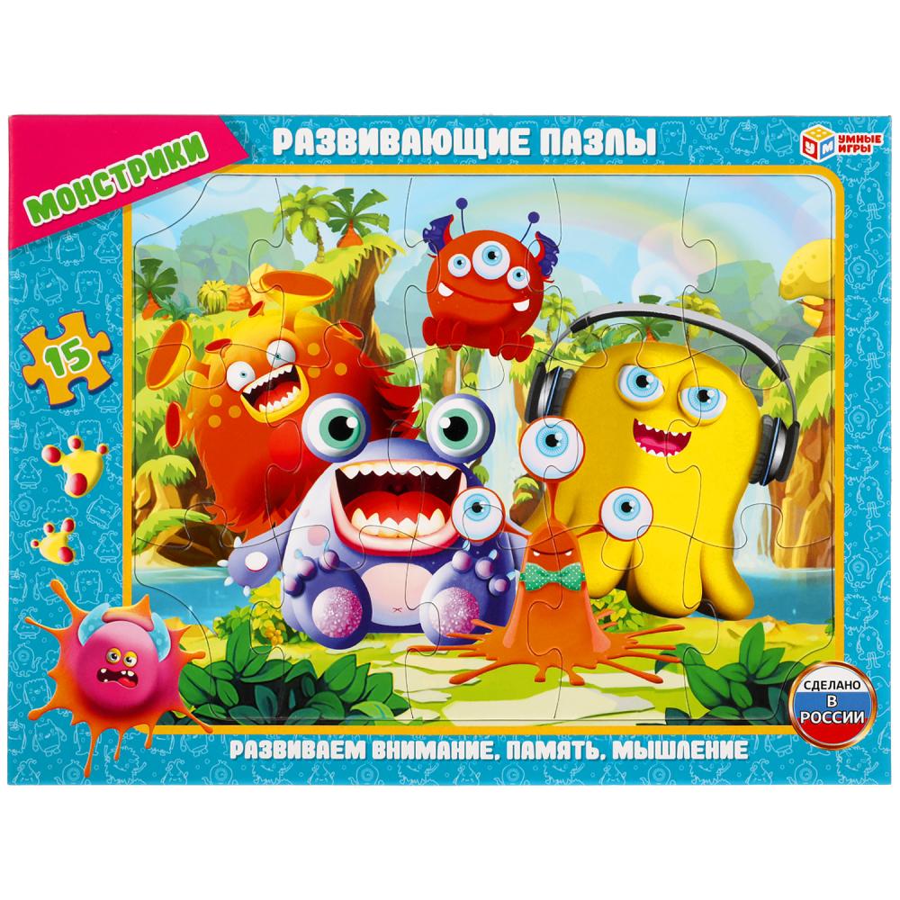 Монстрики. Пазлы в рамке (15 дет.) Умные игры 4680107906601