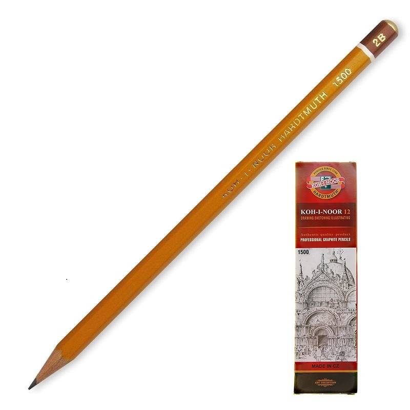 Карандаш чернографитный Koh-I-Noor 1500 2B заточенный 41782