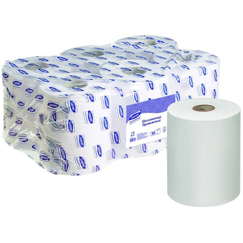 Полотенца бумажные д/дисп. Luscan Professional 1слперф 300м 6рул/уп 486858