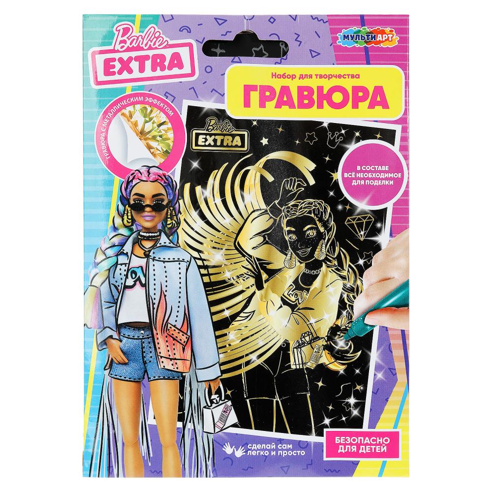 Набор для детского творчества "Барби" гравюра, 10х15 см. золотая MultiArt SCRATCH-10X15BRB (200)