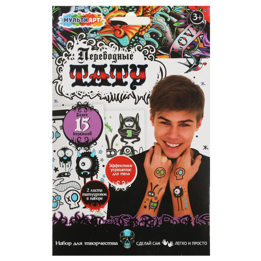 Набор для творчества переводные татуировки Монстры, 2 листа MultiArt TATTOO-MONSTERS-MA