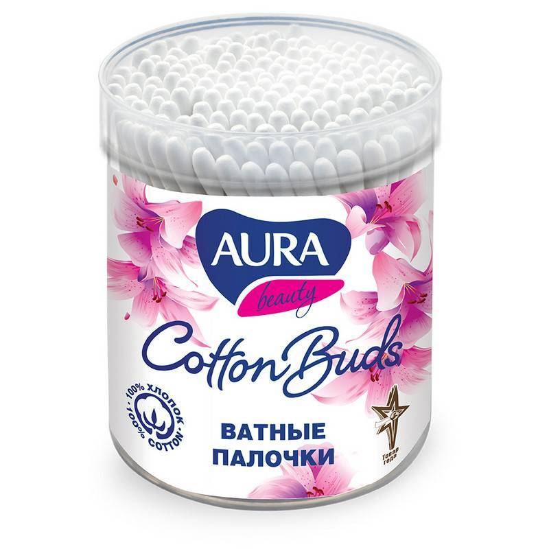 Палочки ватные Aura 200 штук в уп 484893