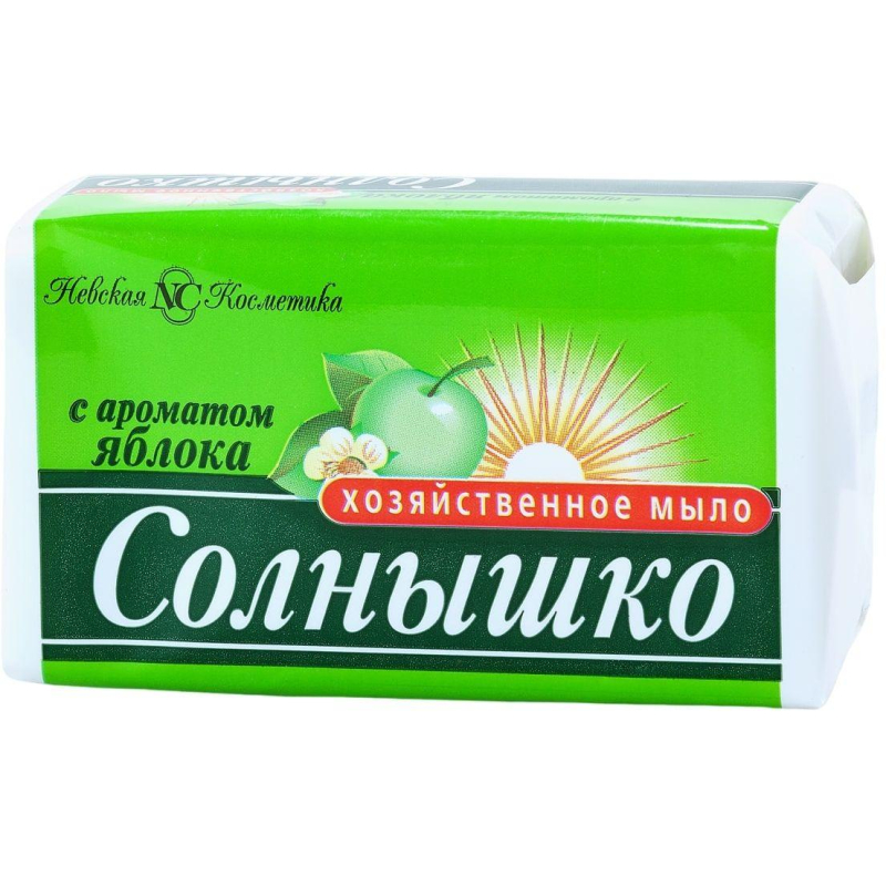 Мыло хозяйственное 140г Солнышко в обертке, яблоко 1808613 11146