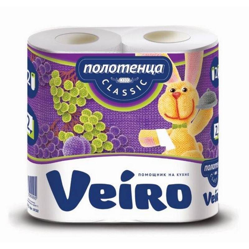 Полотенца бумажные Veiro Classic 2-слойные белые 2 рулона по 12.5 метров 5П22 189881