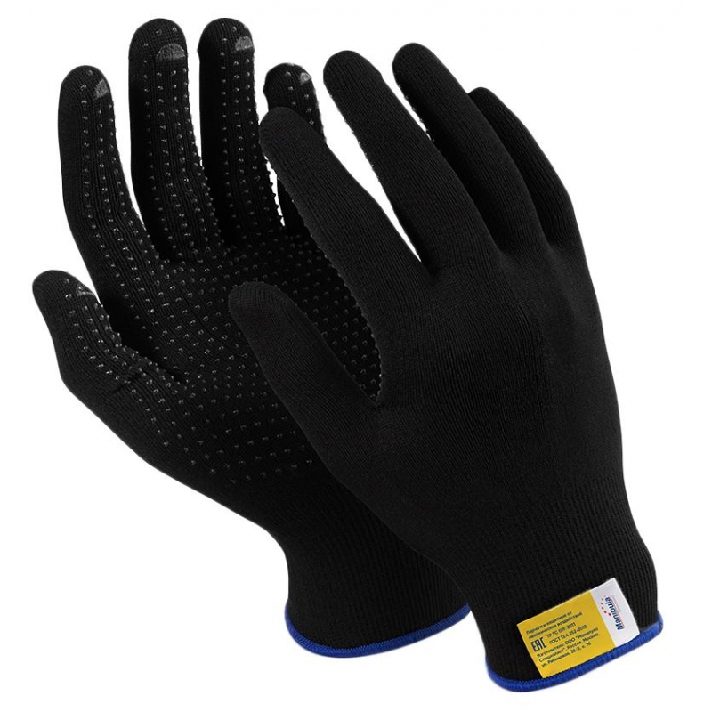 Перчатки защит. нейлон/ПВХ Manipula МИКРОН БЛЭК(TNG-28/MG112) 10 п/уп р9 Manipula Specialist 1295035 нейлон с ПВХ