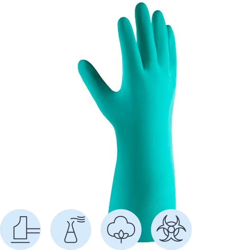 Перчатки нитриловые с хлопковым напылением JetaSafety JN711 цв.зелен. р.XXL Jeta Safety 1420342