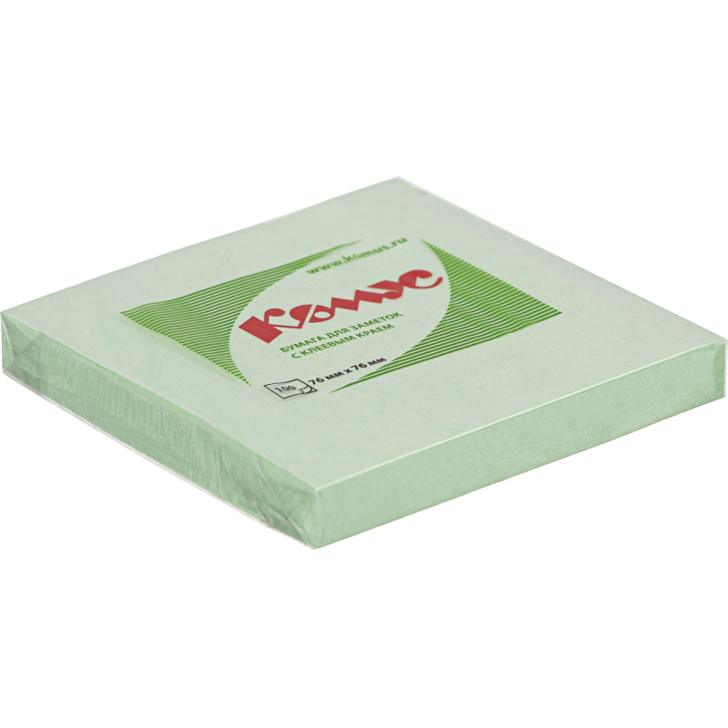 Стикеры Комус с клеев.краем 76х76 салатовый 100л 1013128