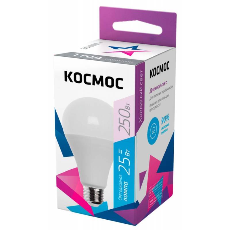 Лампа светодиодная КОСМОС А65 LkecLED25wA65E2765 25W Е27 6500K 1326924