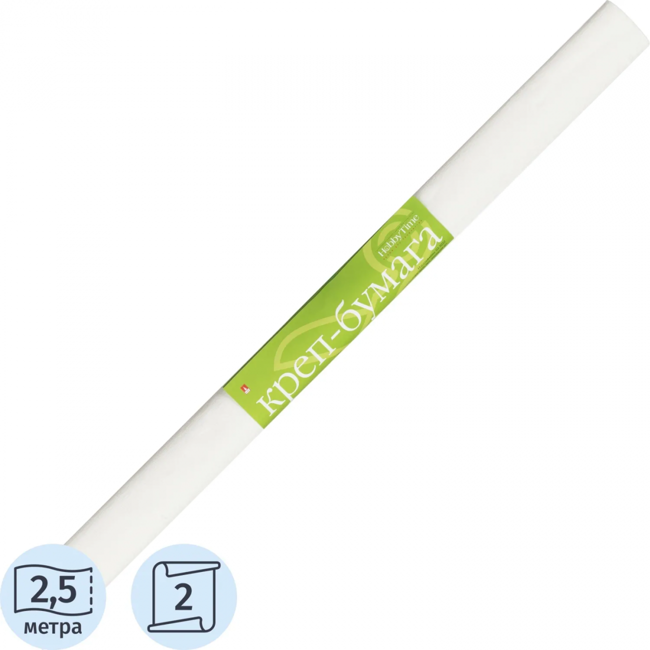 Бумага крепированная в рулоне, пастельные цвета, белая 2-067/01 Hobby Time 2361606
