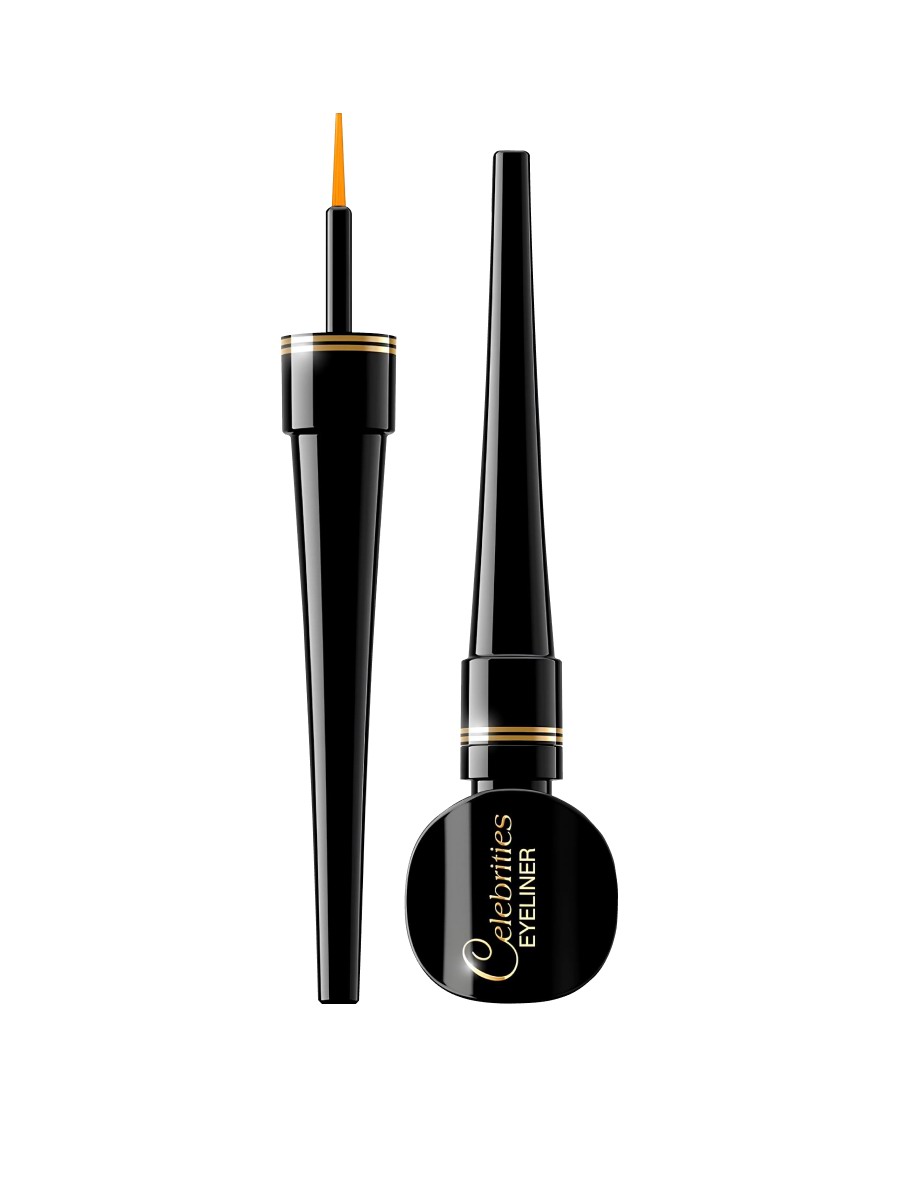 EVELINE Celebrities Eyeliner Подводка для глаз, стрелок гибкая жидкая черная, 3мл 5907609332677