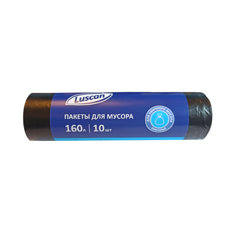 Мешки д/мусора ПСД 160л 40мкм 10шт/рул черный 80x102см Luscan 1633462