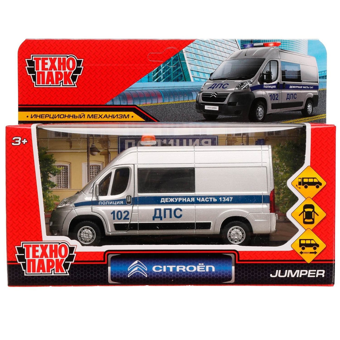 Машинка Технопарк CITROEN JUMPER Полиция 14 см JUMPER-14POL-SR