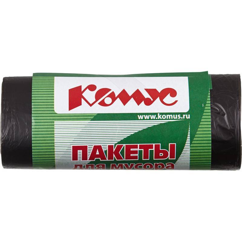 Мешки для мусора на 30 л Комус черные (ПНД, 10 мкм, в рулоне 30 шт, 48х58 см) 157518