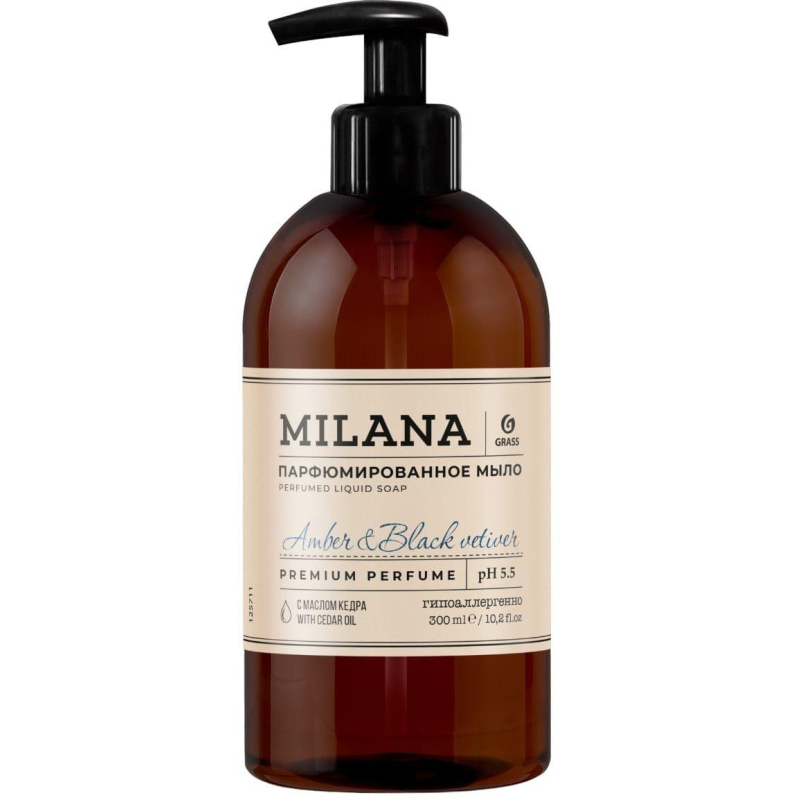 Мыло жидкое парфюмированное Milana Amber&Black Vetiver 300мл Grass 1851081 125711