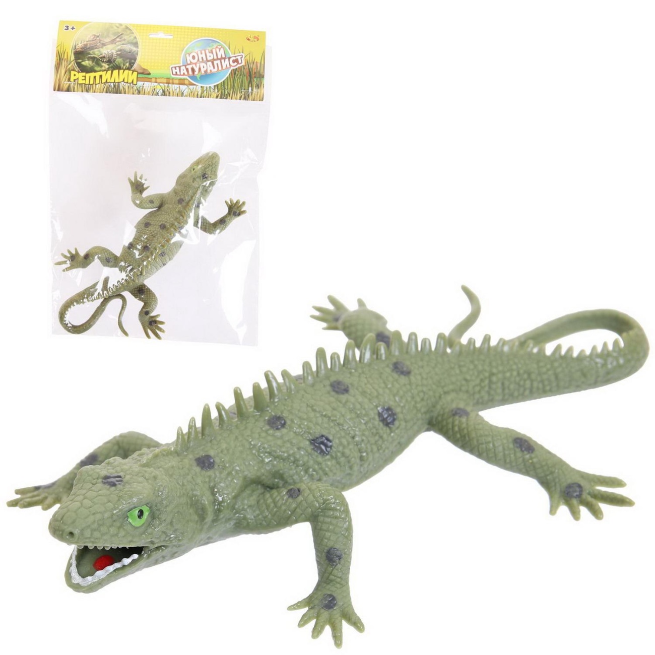 Фигурка Abtoys Ящерица (зеленая с шипами на спине резина термопласт. PT-01722