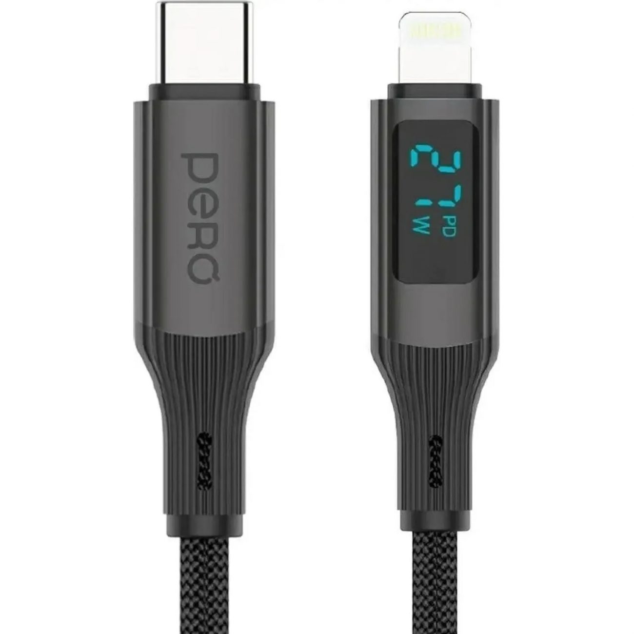 Кабель PERO DC14 ULTIMATE PD Type-C to Lightning, с дисплеем,27W,1.2m,Black 2398728 4673759571037