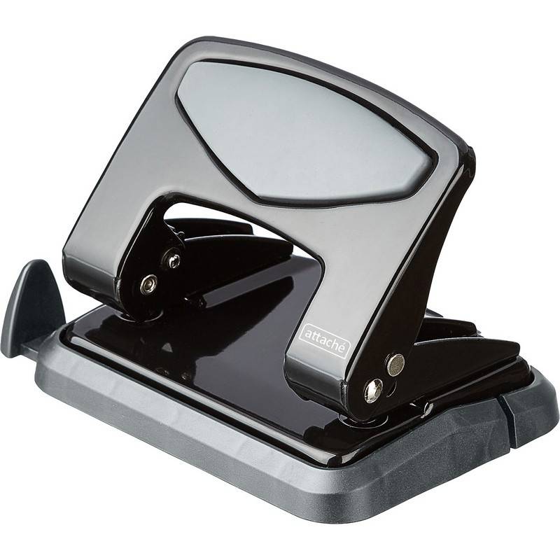 Дырокол Attache до 25 листов, с блокиратором, металл, чёрный 1005051 JL8217 black