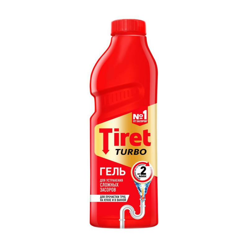 Средство для прочистки труб TIRET TURBO гель, 1л 1472263 жидкость