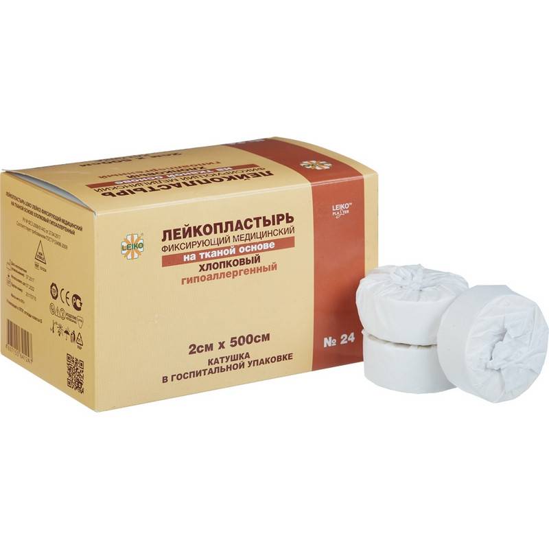 Пластырь фиксирующий Leiko plaster 2х500 см тканая основа (24 штуки в уп) 421604